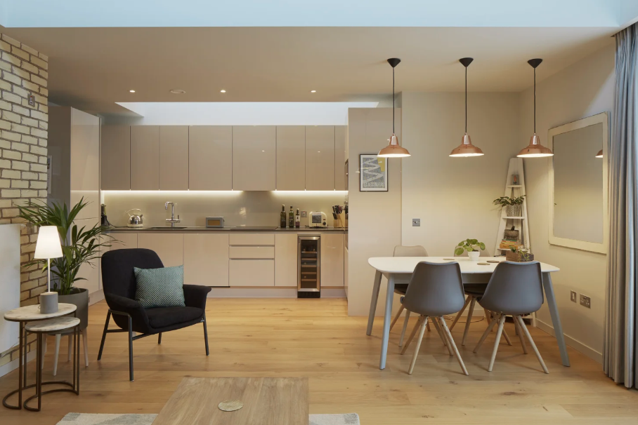 Open plan kitchen and living space